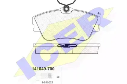141049 ICER Комплект тормозных колодок, дисковый тормоз