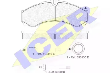 141208-123 ICER Комплект тормозных колодок, дисковый тормоз