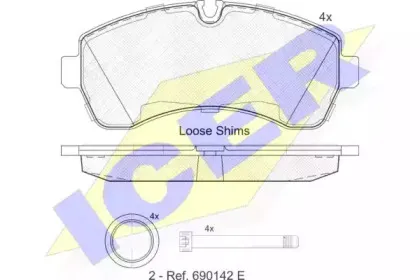 141785 ICER Комплект тормозных колодок, дисковый тормоз