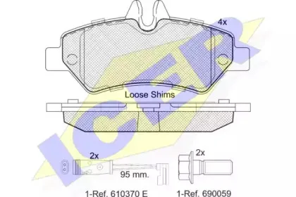 141787 ICER Комплект тормозных колодок, дисковый тормоз