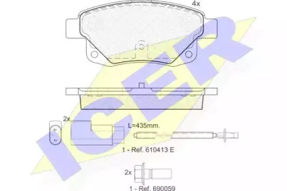 141794 ICER Комплект тормозных колодок, дисковый тормоз
