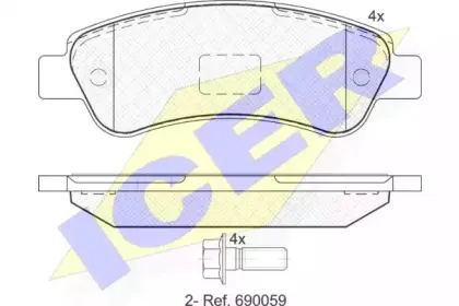 141804 ICER Комплект тормозных колодок, дисковый тормоз
