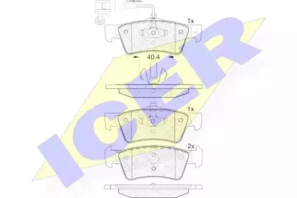 141816 ICER Комплект тормозных колодок, дисковый тормоз