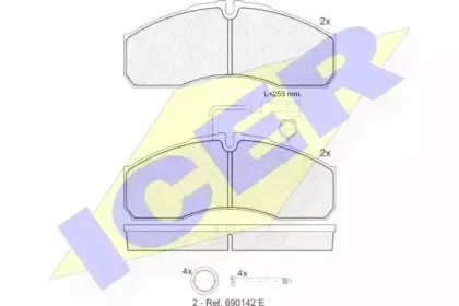 141889 ICER Комплект тормозных колодок, дисковый тормоз
