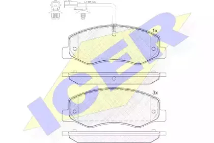 142000 ICER Комплект тормозных колодок, дисковый тормоз