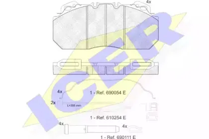 151163-115 ICER Комплект тормозных колодок, дисковый тормоз