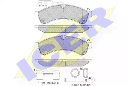151880-203 ICER Комплект тормозных колодок, дисковый тормоз