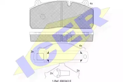 152150208 ICER Комплект тормозных колодок, дисковый тормоз