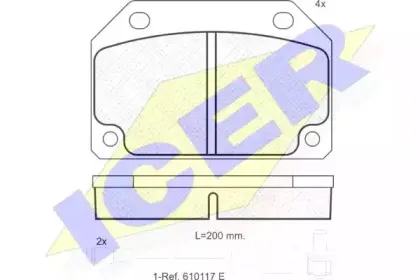 180246 ICER Комплект тормозных колодок, дисковый тормоз