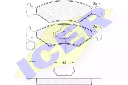 180410 ICER Комплект тормозных колодок, дисковый тормоз