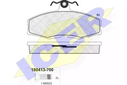 180413-700 ICER Комплект тормозных колодок, дисковый тормоз