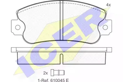 180418 ICER Комплект тормозных колодок, дисковый тормоз