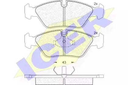 180423 ICER Комплект тормозных колодок, дисковый тормоз