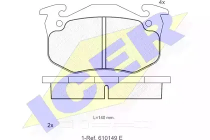 180457 ICER Комплект тормозных колодок, дисковый тормоз