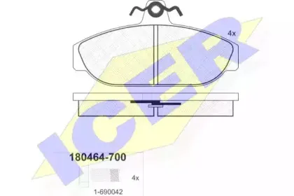 180464-700 ICER Комплект тормозных колодок, дисковый тормоз