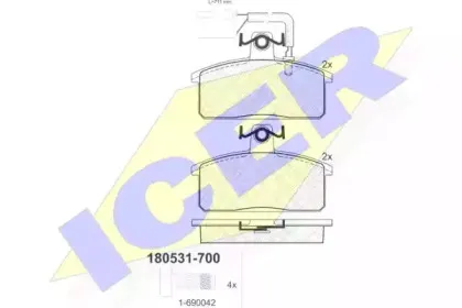 180531-700 ICER Комплект тормозных колодок, дисковый тормоз