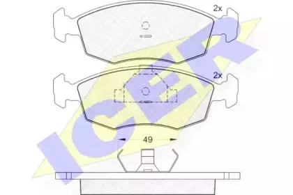 180543 ICER Комплект тормозных колодок, дисковый тормоз