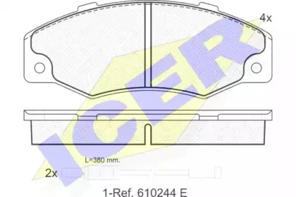 180556 ICER Комплект тормозных колодок, дисковый тормоз