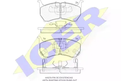 180670 ICER Комплект тормозных колодок, дисковый тормоз