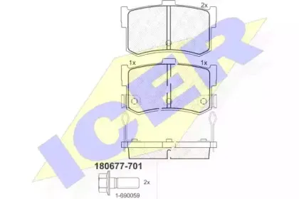 180677-701 ICER Комплект тормозных колодок, дисковый тормоз