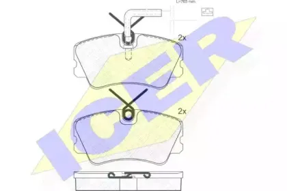 180698 ICER Комплект тормозных колодок, дисковый тормоз