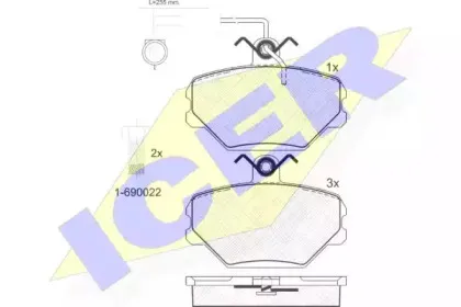 180729-203 ICER Комплект тормозных колодок, дисковый тормоз