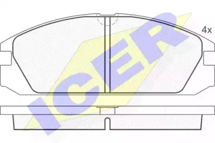 180749 ICER Комплект тормозных колодок, дисковый тормоз