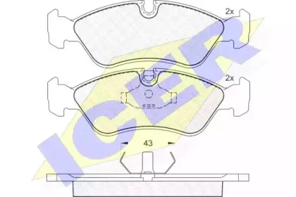 180758 ICER Комплект тормозных колодок, дисковый тормоз