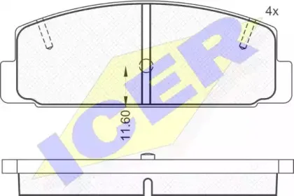 180785 ICER Комплект тормозных колодок, дисковый тормоз