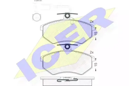 180836 ICER Комплект тормозных колодок, дисковый тормоз