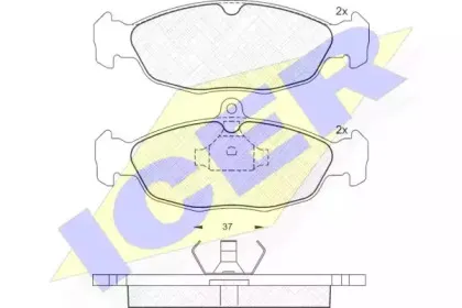 180858 ICER Комплект тормозных колодок, дисковый тормоз