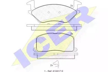 180888 ICER Комплект тормозных колодок, дисковый тормоз