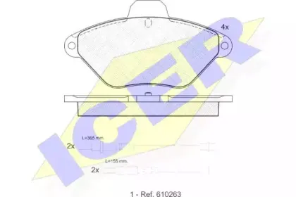 180921 ICER Комплект тормозных колодок, дисковый тормоз