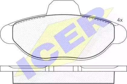 180923 ICER Комплект тормозных колодок, дисковый тормоз