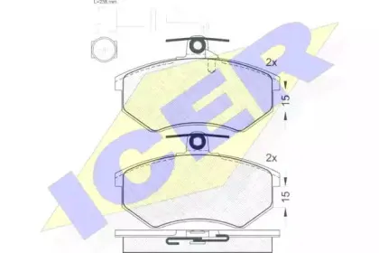 180950 ICER Комплект тормозных колодок, дисковый тормоз