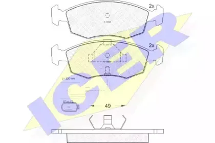 180955 ICER Комплект тормозных колодок, дисковый тормоз