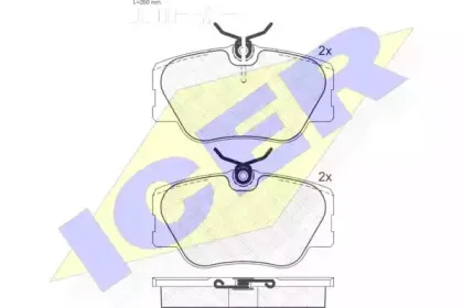180972 ICER Комплект тормозных колодок, дисковый тормоз