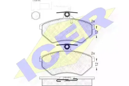 180987 ICER Комплект тормозных колодок, дисковый тормоз