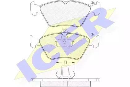 180988 ICER Комплект тормозных колодок, дисковый тормоз