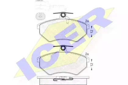 180996 ICER Комплект тормозных колодок, дисковый тормоз