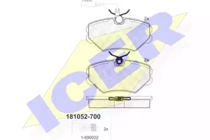 181052-700 ICER Комплект тормозных колодок, дисковый тормоз