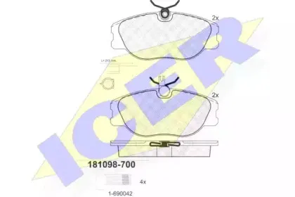 181098-700 ICER Комплект тормозных колодок, дисковый тормоз