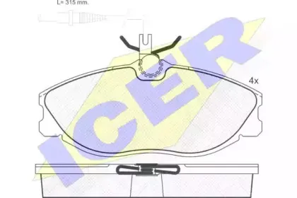 181108 ICER Комплект тормозных колодок, дисковый тормоз