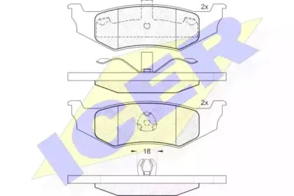 181114 ICER Комплект тормозных колодок, дисковый тормоз