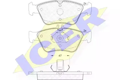 181115 ICER Комплект тормозных колодок, дисковый тормоз