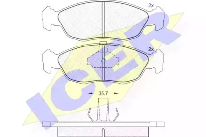 181121 ICER Комплект тормозных колодок, дисковый тормоз