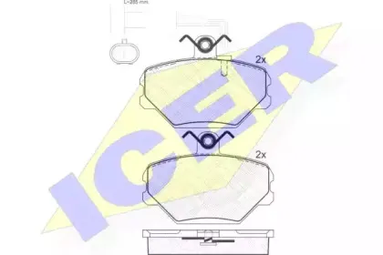 181127 ICER Комплект тормозных колодок, дисковый тормоз