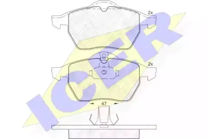 181128 ICER Комплект тормозных колодок, дисковый тормоз