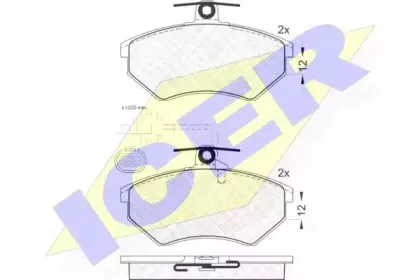 181216 ICER Комплект тормозных колодок, дисковый тормоз