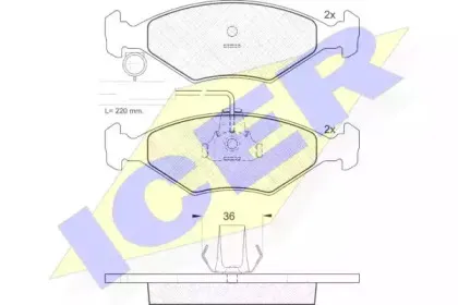 181226 ICER Комплект тормозных колодок, дисковый тормоз